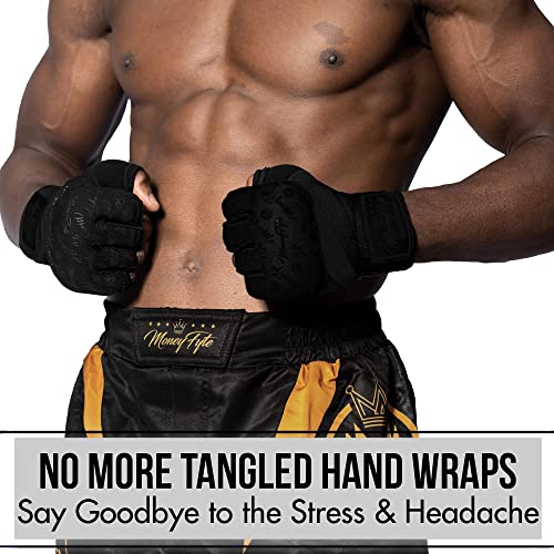 Quick Gel Boxing Wraps Under Boxing Gloves - Kickboxing MMA Muay Thai - Fist, Knuckle, Wrist Wrap Protection Inner Glove Hand Wraps - Men Women Kids - color: All Black, size: Small-Medium