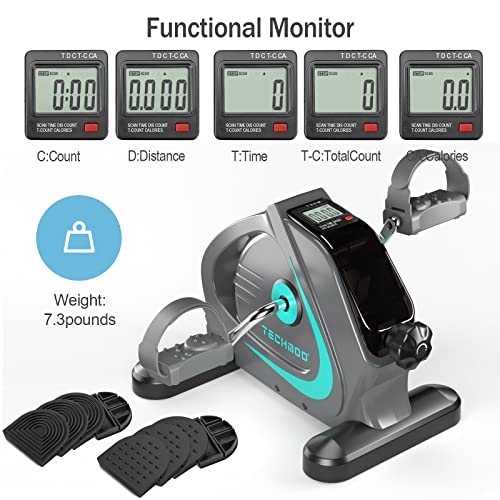 Under Desk Bike Pedal Exerciser Portable Mini Home Exercise Bike with 5LBS Flywheel Sitting Peddler Exerciser for Seniors Legs and Arms Trainer Physical Therapy Equipment Fitness Exercise Bicycle - style: grey