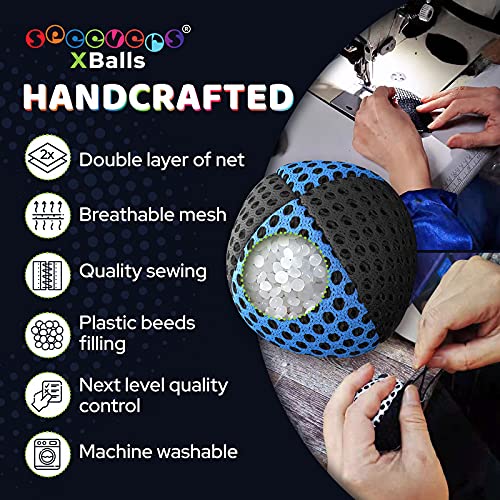 speevers Juggling Balls for Beginners and Professionals Set of 3, 14 Colors Available, 2 Layers of Net and Carry Case, Xballs Juggling Balls (Black - Blue, 3.9 oz) - color: Black - Blue, size: 3.9 oz