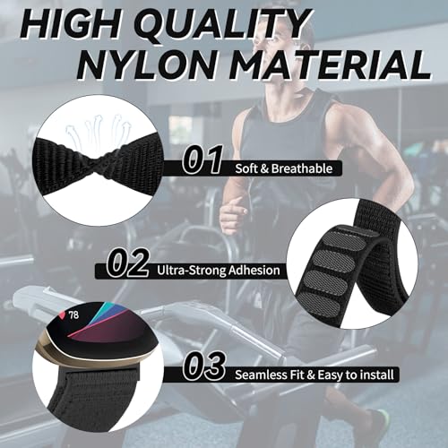 Nylon Sport Ankle/Arm Band Compatible with Fitbit Versa 4/Fitbit Versa 3 /Fitbit Sense 2/Fitbit Sense Bands,Elastic Nylon Braided Arm Strap Replacement Ankle band for Women Men - color: Blue Gray/Windsong Gray