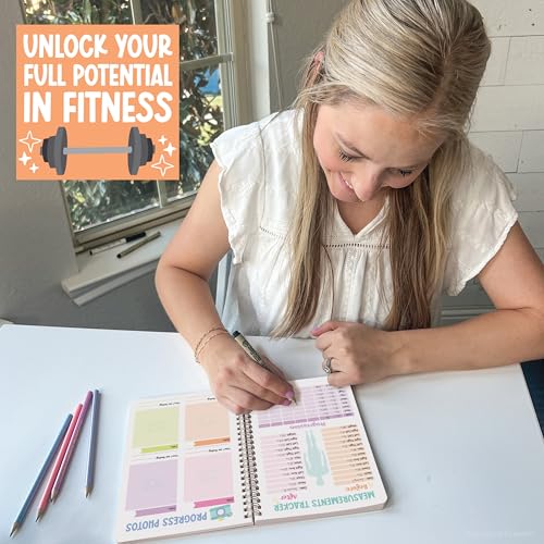 Hadley Designs Fitness Journal for Women - Workout Journal for Women, Fitness Planner for Woman, Workout Log Book, Undated Gym Journals & Exercise Journals, Gym and Health Notebook, Birthday Gifts - color: Beige Pastel