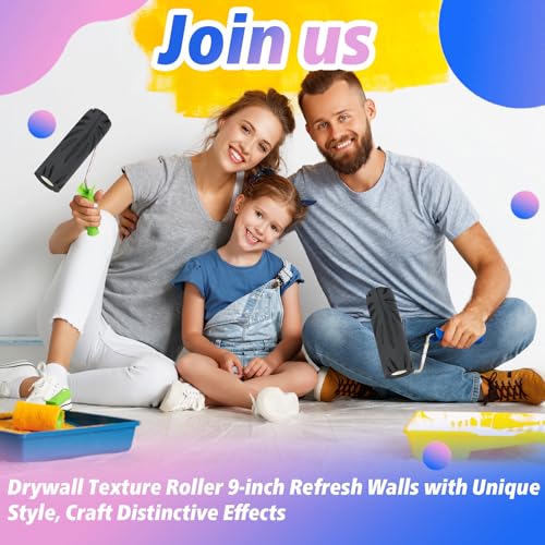 9-inch Crow's Foot Pattern Wall & Ceiling Special Textured Roller, High-Adhesion Drywall Texturing Tool for Uniform Pattern & Effortless Use