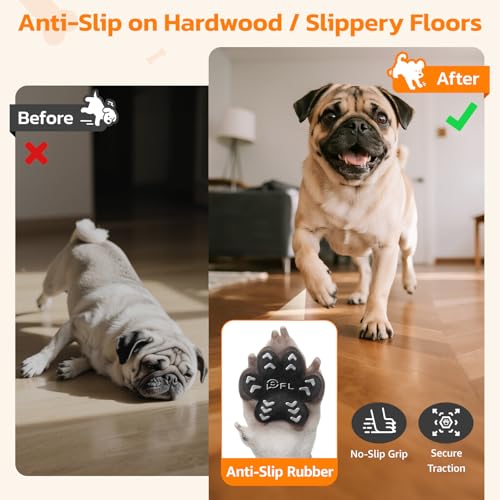 Anti Slip Dog Paw Protector Pads for Senior Dogs, Paw Pads for Dogs Traction, Disposable Self Adhesive Paw Grips for Old Dog on Slippery Hardwood Floor, Black 12 Sets (48pcs) M (11-20lbs) - size: M (11-20lbs)