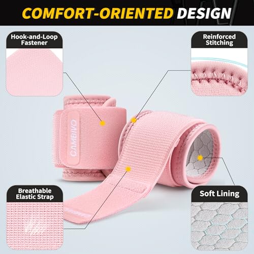 CAMBIVO 2 Pack Wrist Brace for Carpal Tunnel with wraps, Pink | Wrist Support, Adjustable Wrist Wraps for Weightlifting, Tendonitis, Pain Relief, Sleeping, Night, Gym, Neoprene, Both Hands - color: Pink