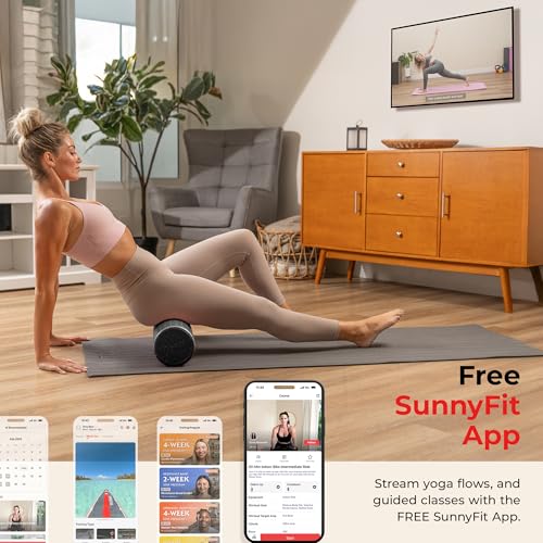 Sunny Health & Fitness High-Density Foam Roller 12" to 36", for Stretching & Muscle Recovery – Black, Blue, Pink - color: Black, size: 18-Inch