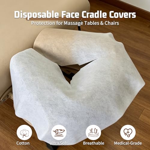 Large Disposable Face Cradle Covers, 100 Count Ultra Soft Medical Grade Non-Sticking Massage Face Rest Covers, Headrest Covers for Massage Tables & Massage Chairs - size: 100 Pack