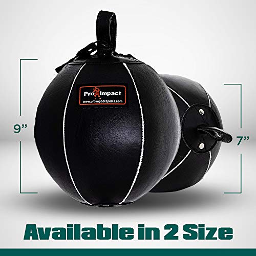 Genuine Leather Double End Boxing Punching Bag - Speed Striking & Dodge Training Ball for MMA, Muay Thai, Boxing, Gym Workout - Includes Cords & Hooks for Easy Setup - size: 7 Inch