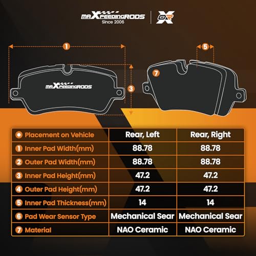 maXpeedingrods D537, P-537 Rear Brake Pads for Acura CL 1997-1999, EL 2001-2005, CSX ILX Rsx TL, for Honda Civic 2002-2013, for Honda Accord 1991-2007, for Suzuki Sx4 2007-2014 - size: D537&P-537