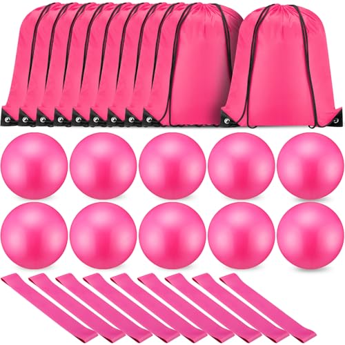 Soulchen 30 Pcs Exercise Pilates Ball 9 Inch with Bags Resistance Bands 25-30 Lbs for Exercise Equipment Set for Yoga Stability Barre Training Stretching Physical Posture Training Gym
