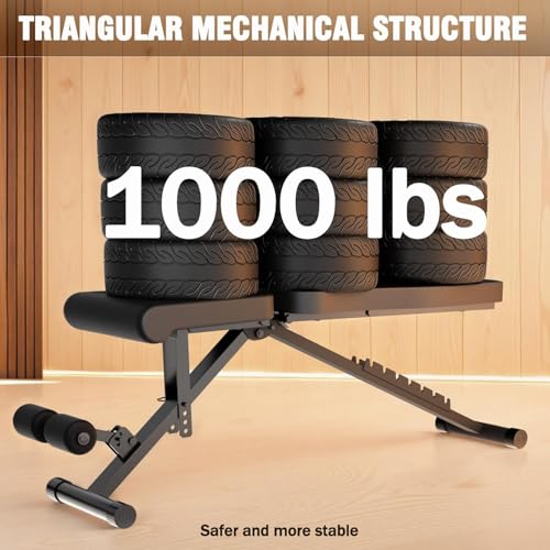 ALSO GO Adjustable Weight Bench, Workout Benches with Leg Extension, Foldable Incline Decline Bench Press, Roman Chair, Full Body Strength Training Equipment for Home Gym - color: Black