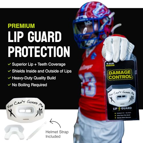 DAMAGE CONTROL Youth Football Mouth Guard – Breathable No Boil Mouthpiece, Protects Lips & Teeth, Works with Braces, Includes Helmet Strap – Sports Gear & Accessories (You Can't Guard Me) - color: You Can't Guard Me
