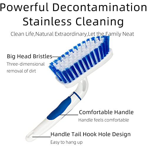 2-Pack Scrub Brush for Cleaning with Long Handle,Medium Firm Brush Bathroom Cleaning Supplies and Bathtub Cleaner and Shower Cleaning Brush,Multi-Scene Use for Kitchen or Carpet Brush,White&Blue - color: Blue+white