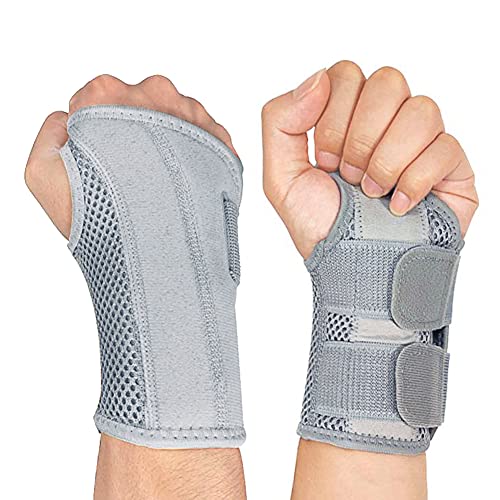 NuCamper Wrist Brace Carpal Tunnel Right Left Hand for Men Women, Night Wrist Sleep Supports Splints Arm Stabilizer with Compression Sleeve Adjustable Straps,for Tendonitis Arthritis Pain Relief - size: Small/Medium (Pack of 1), style: Left Hand-Gray