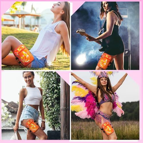 Carnival Leg Bag Holographic Thigh Bag with Adjustable Strap Leg Pouch Harness Women Summer Travel Hiking Pack(Orange,Leg Bag) - color: Orange, style: Leg Bag