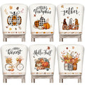 Moukeren Fall Chair Back Cover Set of 6 Thanksgiving Pumpkin Slipcovers Stretch Dining Chair Back Covers Farmhouse Removable Elastic Seat Protector for Home Thanksgiving Harvest Party Kitchen Decor - style: Pumpkin
