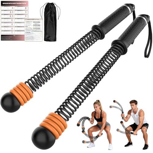 Ropeless Battle Ropes for Home Gym, Portable Cordless with Storage Bag & 8 Adjustable Weight Rings, Heavy Duty Fitness Rope for HIIT, Strength, High Calorie Burn & Low-Impact Cardio for Men & Women - color: Black