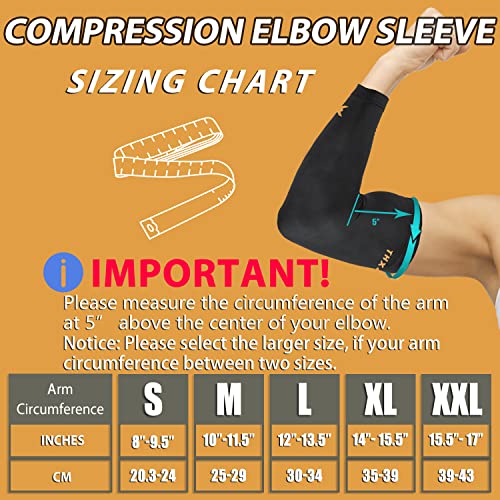 THX4COPPER Elbow Compression Sleeve(2 Pieces) - 1Copper Infused Support –Guaranteed Recovery Copper Elbow Brace-Idea for Workouts, Sports, Golfers, Tennis Elbow, Arthritis, Tendonitis-Large - size: Large (Pack of 2)