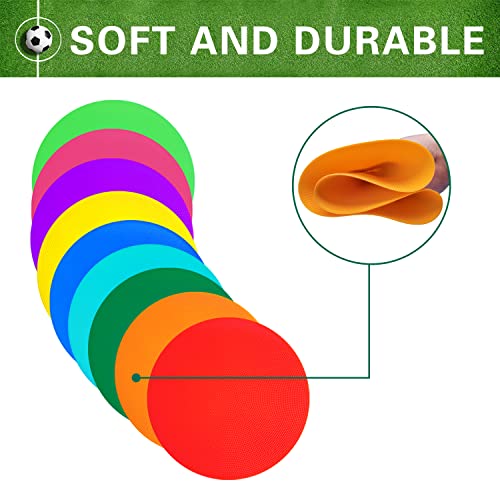 Poly Spot Markers 4 inch/9 inch Non-Slip Rubber Agility Training Markers Floor Dots Flat Field Cones for Football, Soccer, Basketball, School Exercise Drills, Dance Practice - color: 6 Colors, size: 9 inch