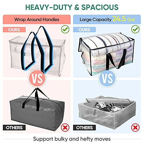 BALEINE 6-Pack Oversized Moving Bags with Reinforced Handles, Heavy-Duty Storage Tote for Clothes, Moving Supplies (Clear, 6-Pack) - color: Clear, size: 6-Pack