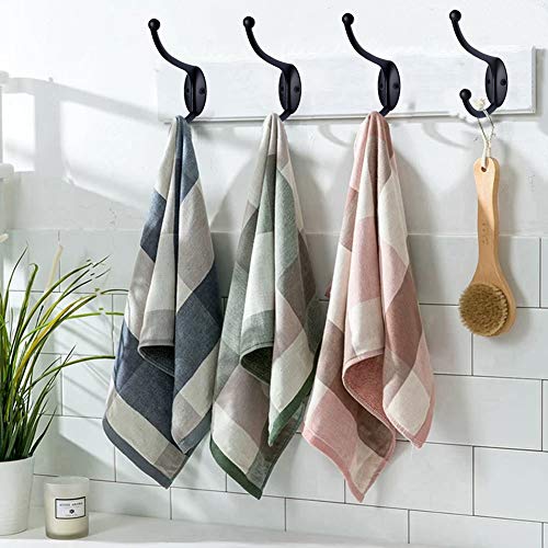 ZEYU Wall Hooks,10Pcs Coat Hooks Hardware Towel Hooks for Hanging Coats Double No Rust Black Robe Hooks Wall Mounted with Screws for Key, Towel, Bags, Cup, Hat - color: 10Pcs Black