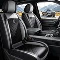 DISUTOGO for 2018 Dodge ram seat Covers 2012-2025 2026 RAM 1500 2500 3500 | Dodge Ram Seat Covers Full Set, Faux Leather Custom Fit Ram 1500 2500 3500 Truck, Flat Bench - color: 110-Black&Grey-Flat Bench, size: 5 Seats full set-RAM 2012-2026