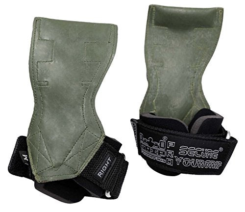Lifting Grips PRO Weight Gloves Heavy Duty Barbell Gymnastics Straps Alternative to Power Hooks Deadlifts Adjustable Neoprene Padded Wrist Wrap - color: Green Rubber, size: Medium 6.50"-7.50" Standard Wrist Size