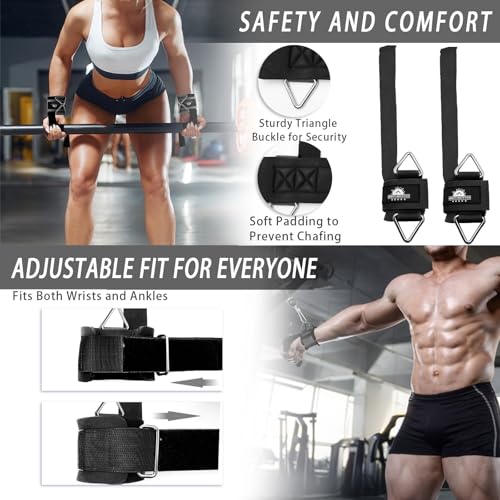 Wrist Cuffs Weight Lifting Straps – Heavy-Duty Cable Machine Attachments & Weightlifting Wrist Support for Lateral Raises, Pull Exercises & Strength Training - color: black, size: size L