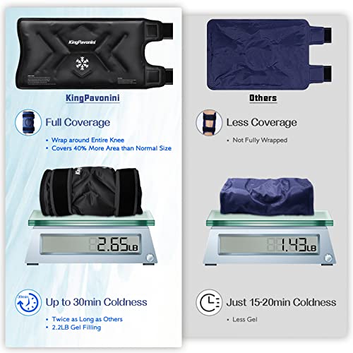 KingPavonini XXL Knee Ice Pack Wrap Around Entire Knee After Surgery, Large Reusable Gel Ice Pack for Injuries, Pain Relief, Swelling, Sports Injuries, 1 Pack (Black) - style: Black