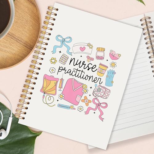 Nurse Practitioner Gifts Spiral Notebook 5.5x8.3 in, Nurse Appreciation Week Gifts, Coquette Bow Nursing Medical Hardcover Notebook Journal for Women Work - color: Coquette Bow Nursing