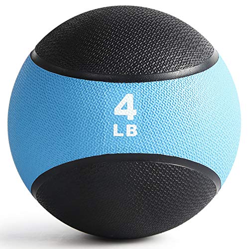 RitFit Weighted Medicine Ball - Non-Slip Rubber Shell & Dual Texture Grip - Workout Exercise Ball for Core Strength, Balance Training, Coordination Fitness - Multiple Weights & Colors - size: 4lb