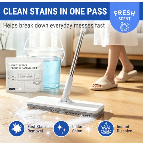 Multi-surface Floor Cleaning Tablets,100 Piece Floor Cleaning Tablets Multi- Surface Cleaner, Multiple Effect the floors Cleaning Sheets for Hardwood,Tile,Laminate & More