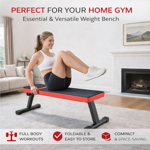 2 IN 1 Flat Weight Bench Foldable Workout Bench 618LB Capacity for Home Gym Bench Press Dumbbell Strength Training