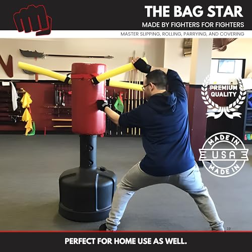 3 Arm Star Training Attachment Rotating 360° Foam Arms, Heavy Bag Reflex Trainer for Slipping, Rolling & Counter Striking Made in USA
