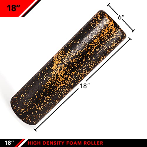 JFIT High Density Foam Roller – EPP Deep Tissue Massage Roller for Muscle Recovery, Myofascial Release & Stretching - color: Speckled Orange, size: 18-Inch