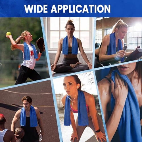 Hosuly 6 Pack Cooling Towels 40"x12" Ice Towel Cooling Neck Wraps Soft Breathable Chilly Stay Cool in Summer for Sports Yoga Golf Gym Activities (Dark Blue) - color: Dark Blue