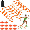 SMTPDT Agility Hurdles Training Equipment - 10 Speed Hurdles and 10 Soccer Cones with Carrying Bag for Soccer, Football, and Track Drills, Ideal for Athletes Speed and Agility Training