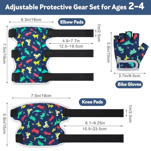 Soft Toddler Knee Pads and Elbow Pads Set with Bike Gloves | Non-Slip Toddler Knee Pads for Boys Girls 2-4 Years, Breathable Kids Protective Gear for Balance Bike, Scooter, Bicycle - color: Blue