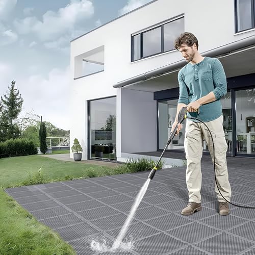 50 PCS Modular Interlocking Cushion Interlocking Floor Tiles with Hole Drainage Mat 10" x 10" Non Slip Pool Deck Mat Outdoor for Drain Deck Pool Patio Shower Kitchen Balcony (Grey) - color: Grey