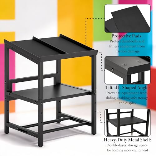 Adjustable Dumbbell Weight Rack Heavy Duty, 3 Tier Adjustable Dumbbell Stand 660LB Loading, Metal Kettlebell Storage with Non-Slip Padded, Commercial Kettlebell Stand for Home Gym Garage(Rack Only)
