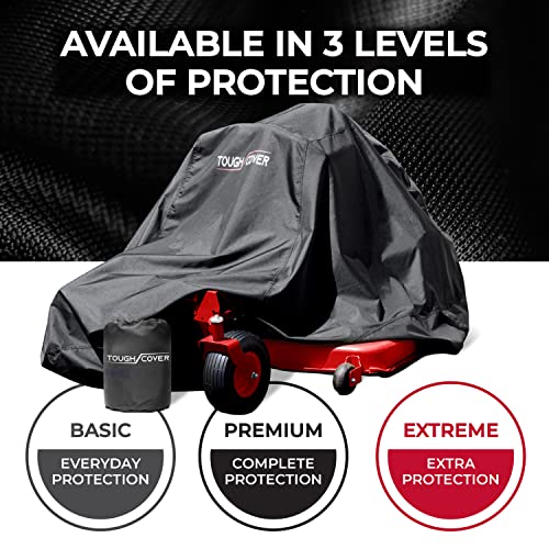 Tough Cover Zero Turn Mower Cover - 600D Marine Grade Fabric, Black, Waterproof & Drawstring Strap, Riding Lawn Mower Cover with UV, Dust, Rain & Snow Protection - color: Premium - Black