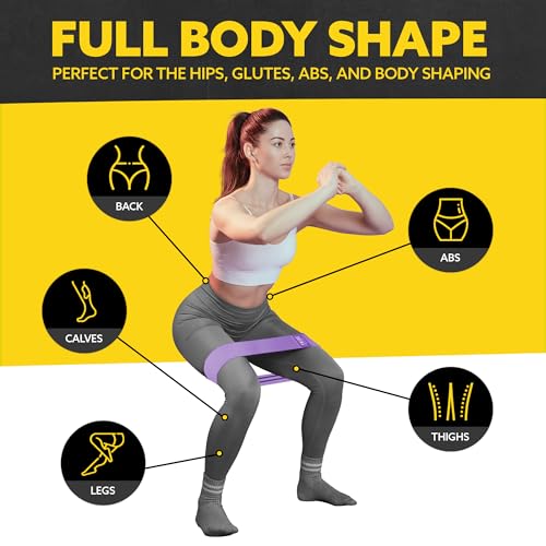 Tribe Lifting Resistance Bands for Working Out - 3 Pack Fabric Workout Bands for Women and Men - Booty Bands for Legs and Glute - Non Slip Exercise Bands Set for Squat Hip Thigh - color: Purple