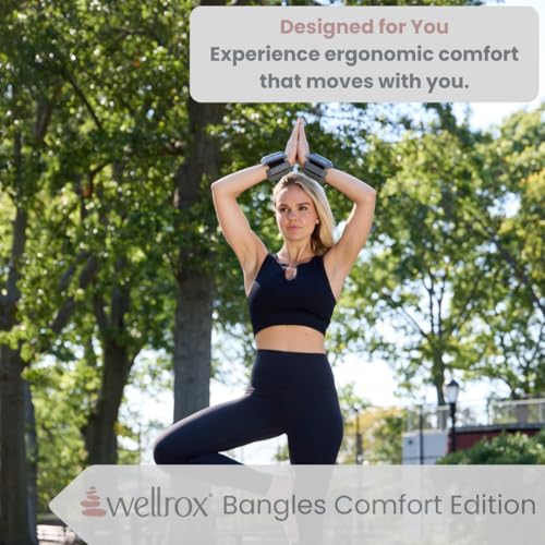 Wellrox Weighted Bangles – Adjustable Ankle and Wrist Weights for Women & Men – Set of Ankle Weights 2 lbs (1 lb Each Wrist Weight) | Weighted Arm Bands for Pilates, Yoga, Running & Walking - color: Slate Grey