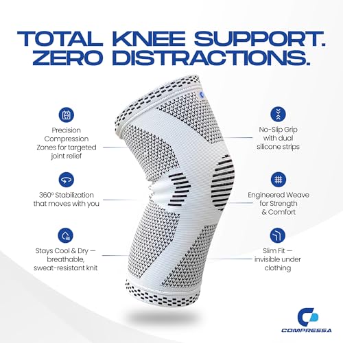 Compressa Knee Sleeve for Women & Men (Small) - Non-Slip Compression Support for Joint Pain, Muscle Recovery, Arthritis, and Injury Relief - size: Small