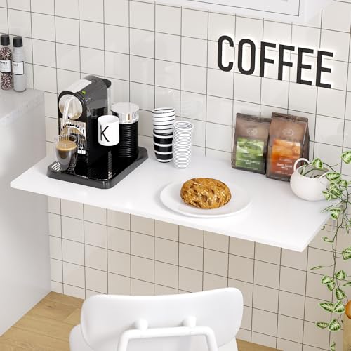 Need Wall Mounted Folding Table, 36x20 Inch Fold Down Wall Mount Desk Heavy Duty Small Folding Wall Table for Laundry, Home Office, Small Apartments, White & White Frame - color: White Desktop & White Folding Shelf Brackets, size: L36" * W20"
