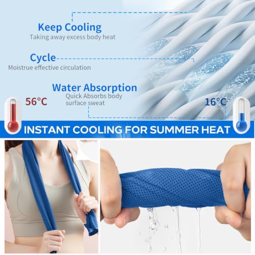 Puomue 5 Pack Cooling Towels, 40 Inches X 12 Inches, Breathable Soft Chilly Microfiber Towel for Yoga, Sport, Running, Workout, Gym, Camping and Fitness, Dark Blue - color: Dark Blue