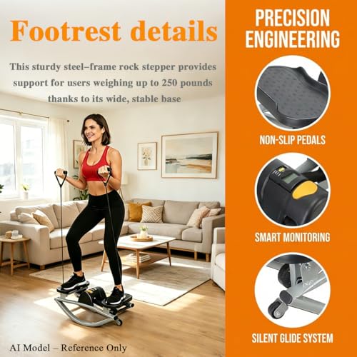 Rock Stepper Exercise Machine, Rocker Stepper Side to Side Home Workout, Rocking Step Training for Legs, Glutes and Abs, Home Gym