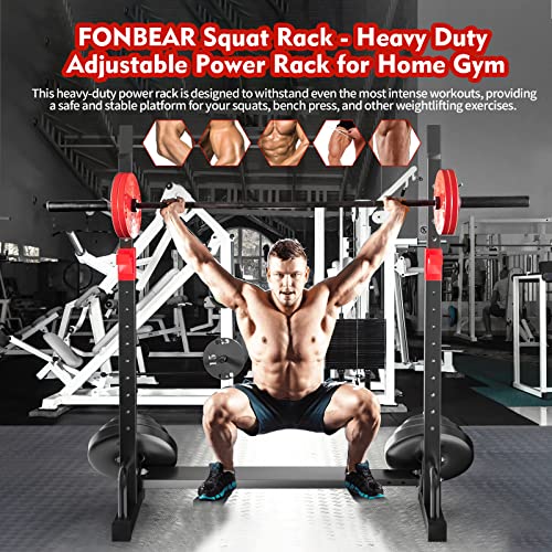 FONBEAR Adjustable Squat Rack, Barbell Rack, Bench Press 550 LBS Max Load Multi-Function Home Gym Weight Lifting Dumbbell Racks Stands - Great for Beginners and Professional Use