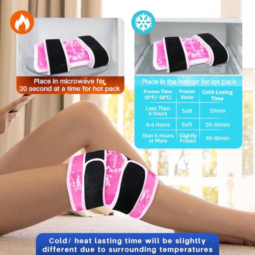 Knee Ice Pack Wrap for Pain Relief Reusable Gel Ice Wrap for Leg Injuries Swelling Knee Replacement Post-Surgery Recovery Adjustable Cold Compression Therapy Wrap for Arthritis Meniscus Tear (Pink) - color: Pink