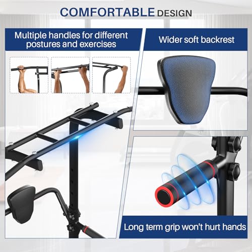 BangTong&Li Power Tower, Pull Up Bar Dip Station/Stand for Home Gym Strength Training Workout Equipment - color: Black-02