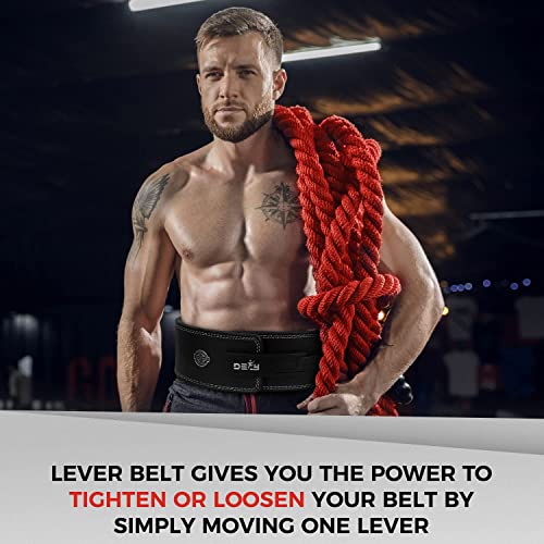DEFY Weight Lifting Lever Belt - Pure Leather 10MM Weightlifting Lever Belt - 4" Wide lever gym belt - Gym Training Belt IPF Powerlifting Belt For Men and Women - size: X-Large